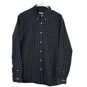 BROOKS BROTHERS Red Fleece Men’s Blue/Olive Check Button-Down Shirt Cotton Sz L